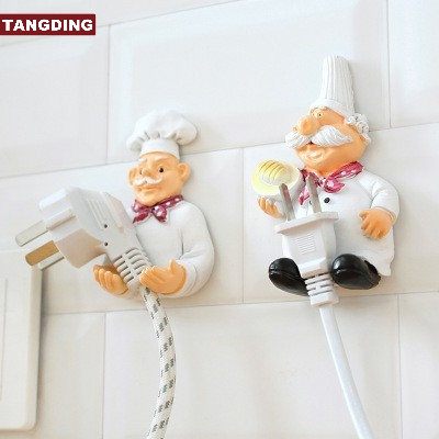 Humoristic Kait Gantung Dinding Holder Kabel Power Desain Kakek / Nenek Lucu