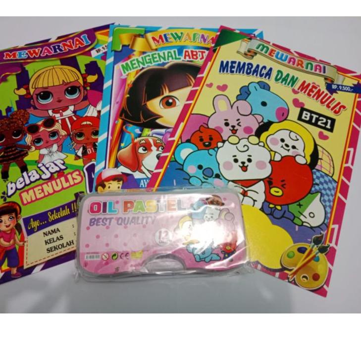 

paket mewarnai dan krayon belajar mewarnai isi 3 mewarnai 1 krayon ス