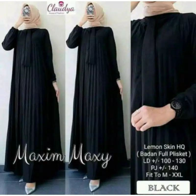 Gamis Plisket Leher Pita / Gamis Plisket Jumbo