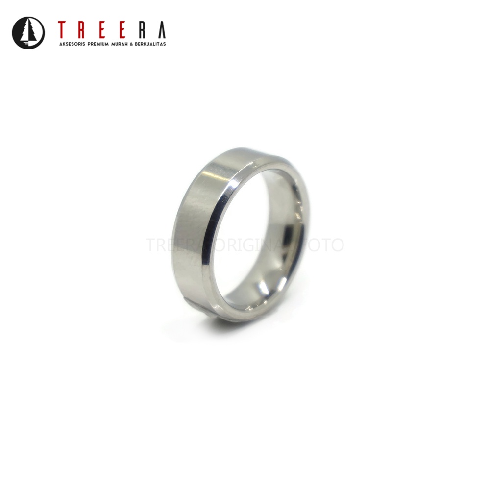 Treera - Cincin Titanium Silver Pria Wanita Anti Karat Anti Luntur Original