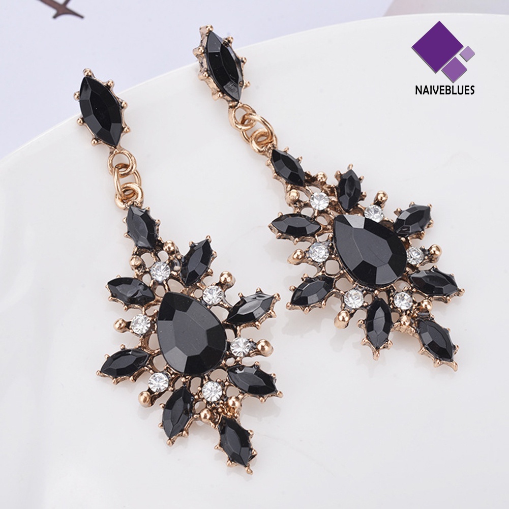 Anting Menjuntai Bentuk Tetesan Air Mata Marquise Snowflake Untuk Wanita