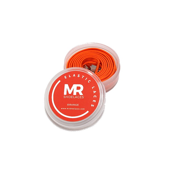 Original MR Shoelaces EF08 Elastic Orange Jingga Tali Sepatu Flat Elastis (Karet Lentur) with Metal Clip / Lock 100cm