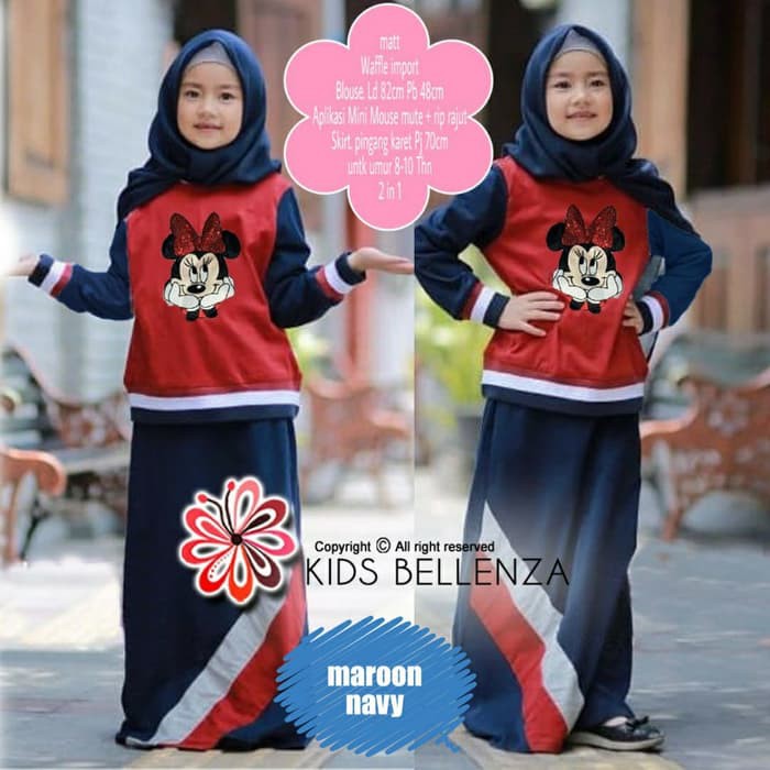 Baju Muslim Anak / Gamis Anak SET BELLENZA KIDS / SETELAN ROK MUSLIM