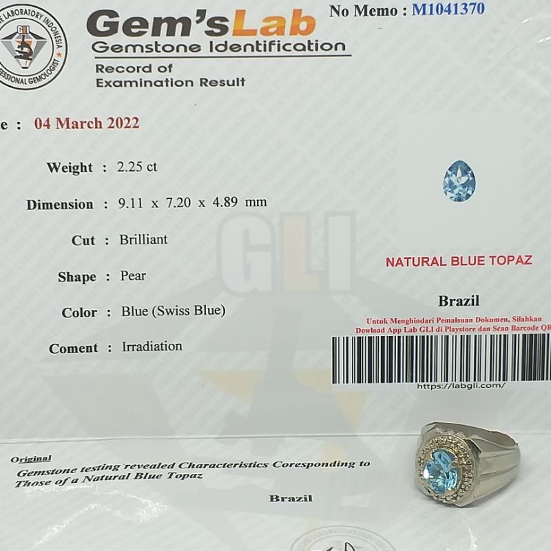Natural Blue Topaz.