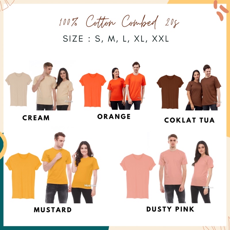 [LANGSUNG DARI PABRIK] Kaos Polos COTTON COMBED 20s Lengan Pendek UNISEX SIZE S-XXL