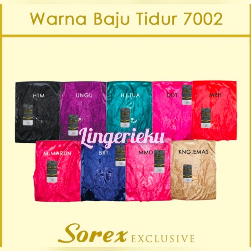 Sorex 7002 BT Baju Tidur Wanita Satin Halus Premium Lingerie Sorex Exclusive