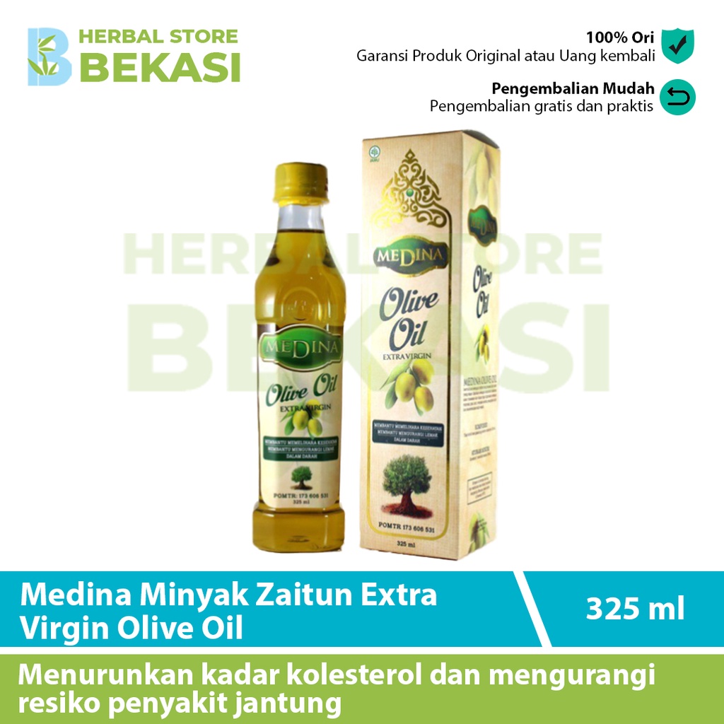 

Minyak Zaitun Extra Virgin Medina Olive Oil 325 Ml Asli Original BPOM Suplemen Daya Tahan Tubuh Membantu Menurunkan Kolesterol