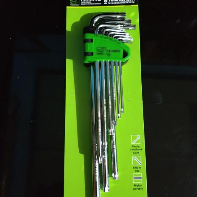 Tekiro kunci L bintang set 9 pcs panjang bolong tengah