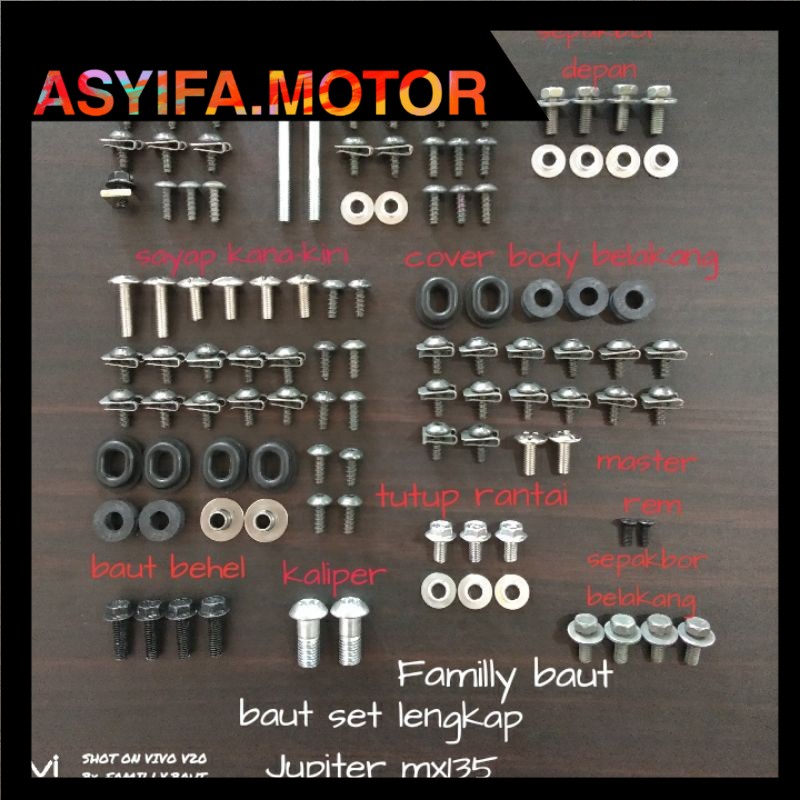 Baut full set lengkap baut karet bosh motor yamaha Jupiter mx135