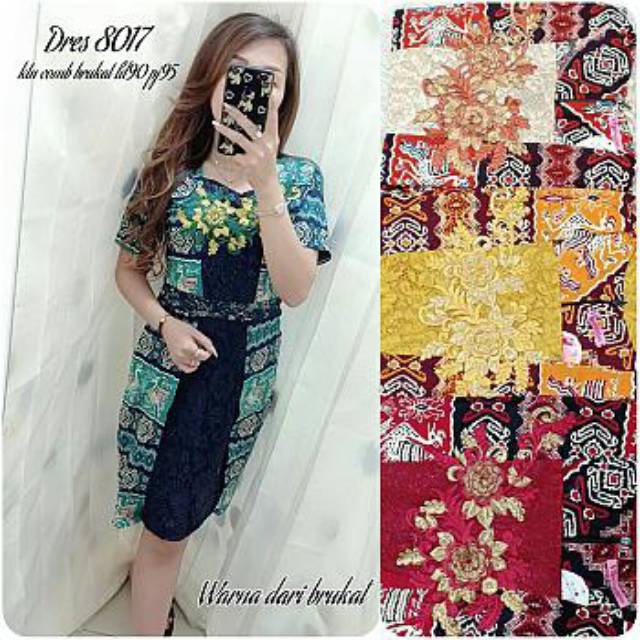 Dres brukat songket batik tosca hijau biru brukat