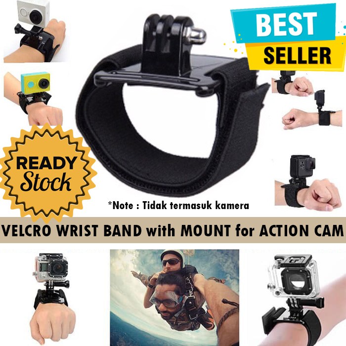 Velcro Wrist Band with Mount for Action Camera Xiaomi Yi / Xiaomi Yi 2 4K and GoPro Writband Kamera 