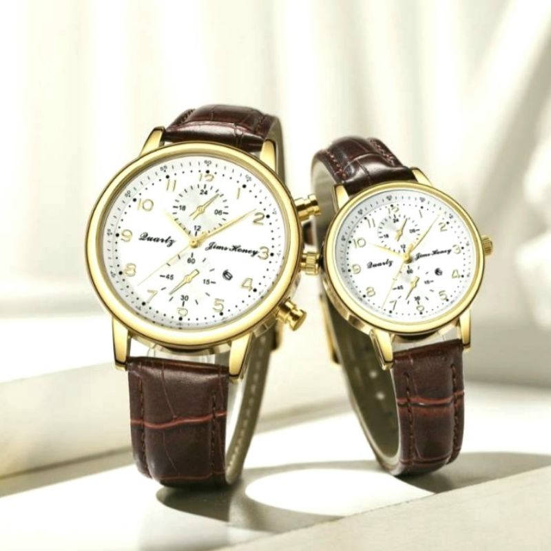 Jam Tangan Couple Murah Jhw 05 Jimshoney Original - Jam Pria Wanita Strap Kulit Terbaru dari Jims Honey