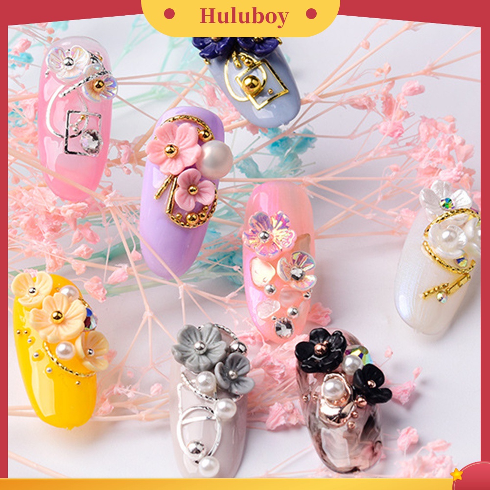 Huluboy Huluboy♡ Hiasan Kuku 3D DIY Bentuk Bunga Dengan Berlian Imitasi Untuk Nail Art