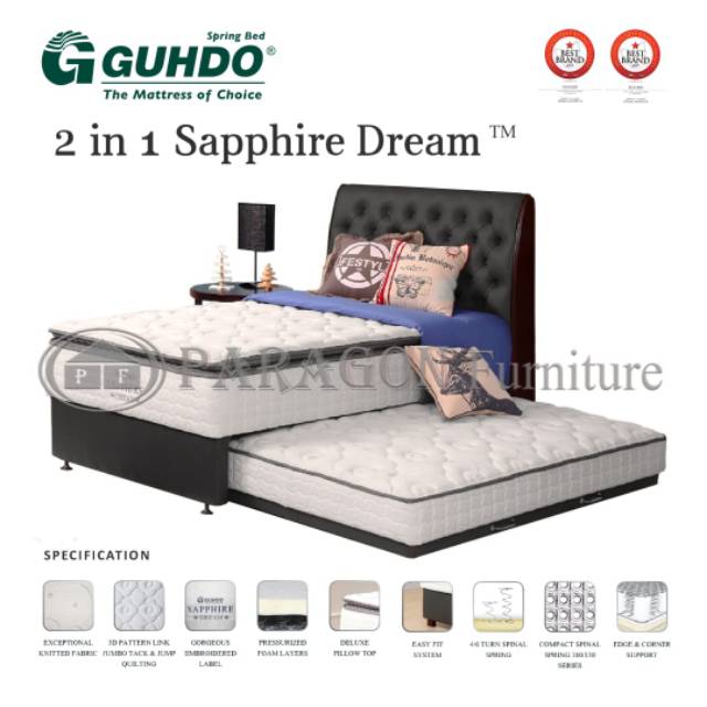 Guhdo Spring bed 2in1 Sapphire P Top 160x200 & 120x178 HB Virginian - Full set