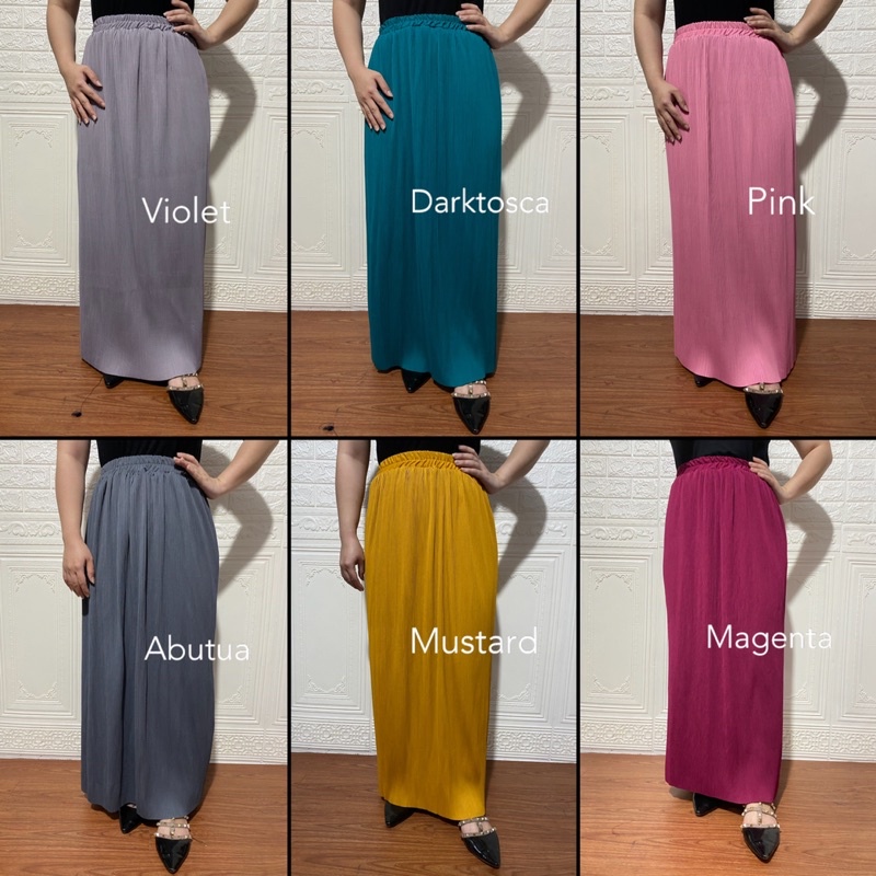 ROK PLISKET LIDI 504 HYGET PUTIH SEPAN SPAN MURAH POLOS MUSLIM HIJAB ABG ALLSIZE GROSIR KARET SLIM RAMPING