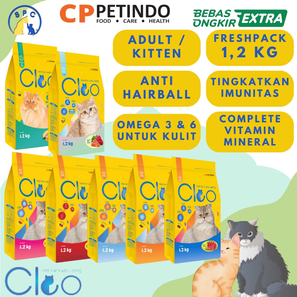 CLEO 1,2 Kg CLEO Cat Food Makanan Kucing CLEO Freshpack 1,2 Kg Premium Cat Food Anti Hairball