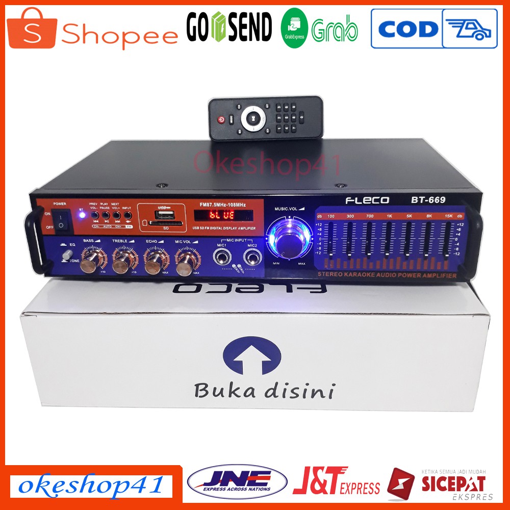 Fleco Power Amplifier BT-669 Ampli Bluetooth Stereo Karaoke