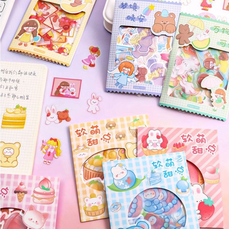 

45 PCS STICKER PVC TRANSPARAN STIKER AESTHETIC BEAR STIKER BENING LUCU BOTOL TUMBLR HELM