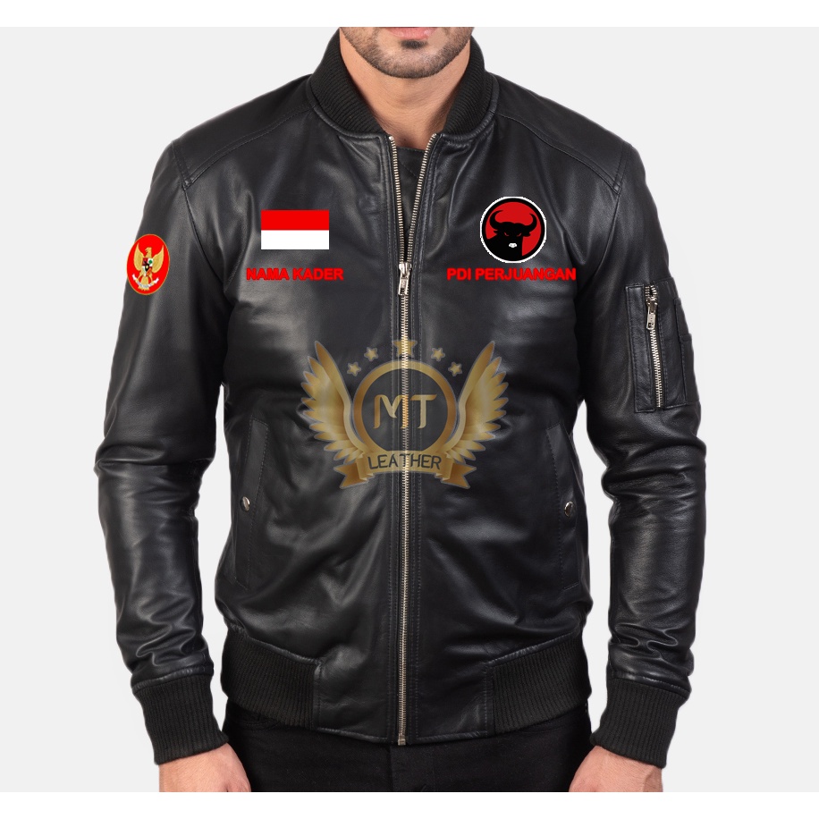 Jaket Kulit Partai PDI Perjuangan Hitam