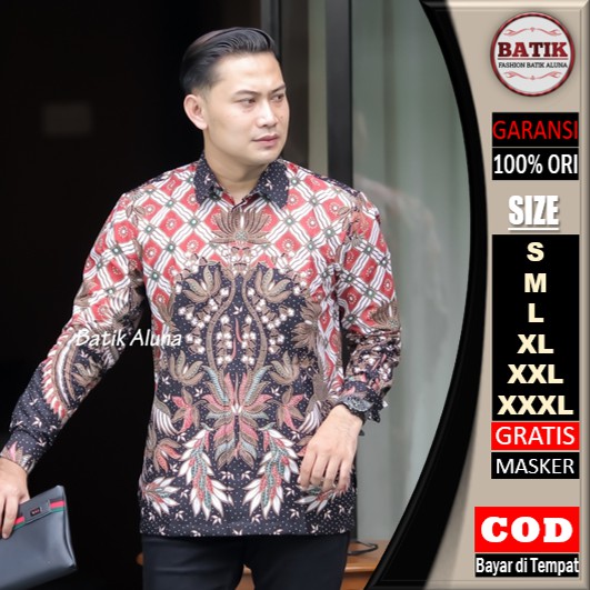 Batik pria lengan panjang Kemeja Atasan Baju batik pria laki laki lengan panjang premium cowok solo