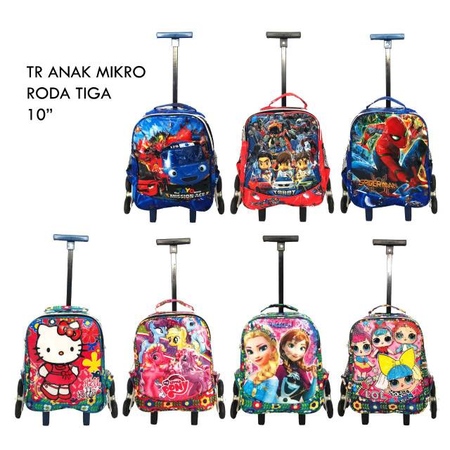 Tas dorong anak sekolah trolly superhero dan kartun