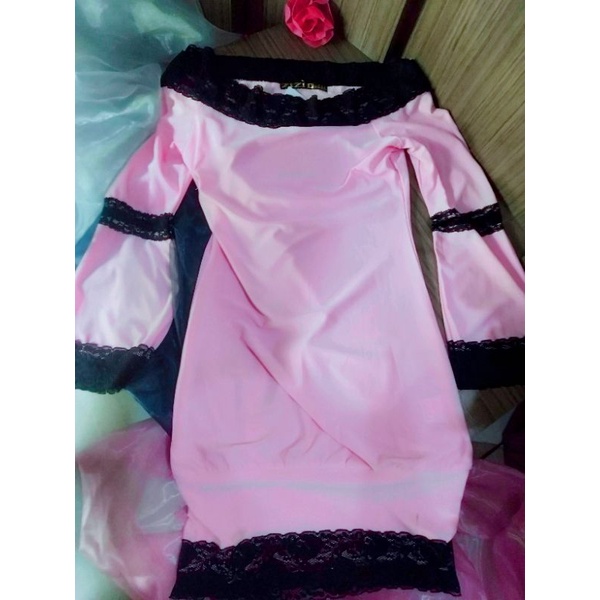 Tunik pink kombinasi brokat