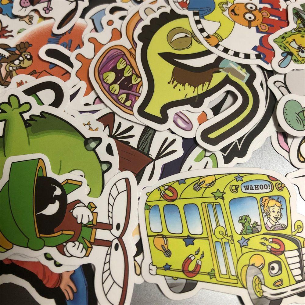 [Elegan] Campuran Klasik Kartun Stiker Untuk Laptop Skateboard 50Pcs/Lot Stiker Decals Untuk Mobil Gitar 90s Kartun Grafiti Stiker The Powerpuff Gadis