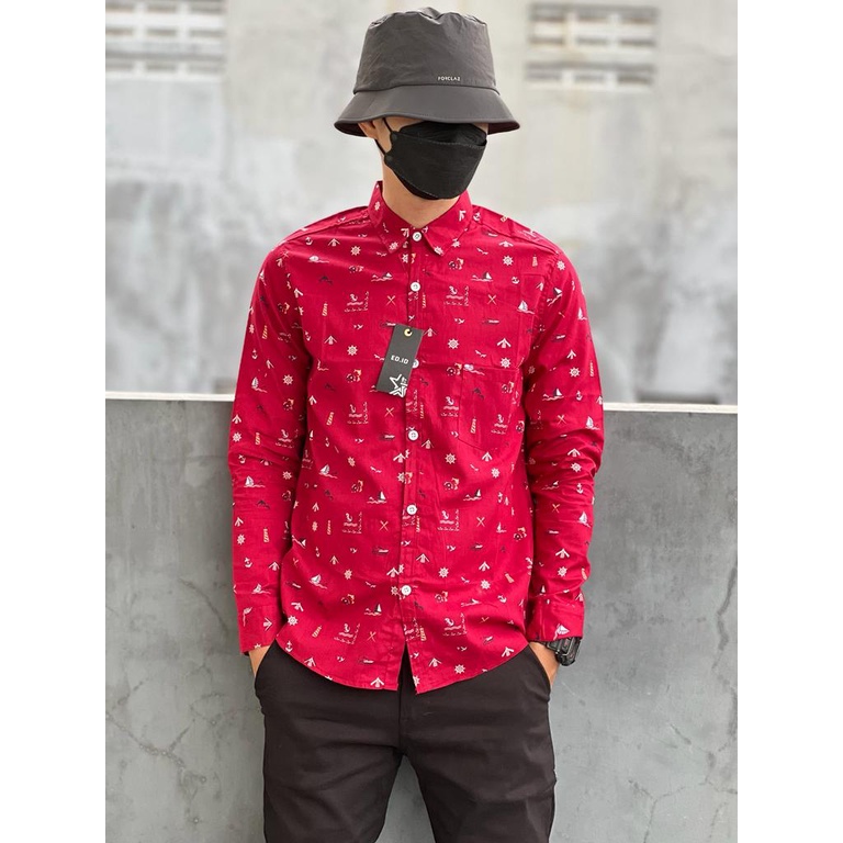 MOKOKOMO Kemeja Pria PJ-027 Kemeja Lengan Panjang Kemeja casual