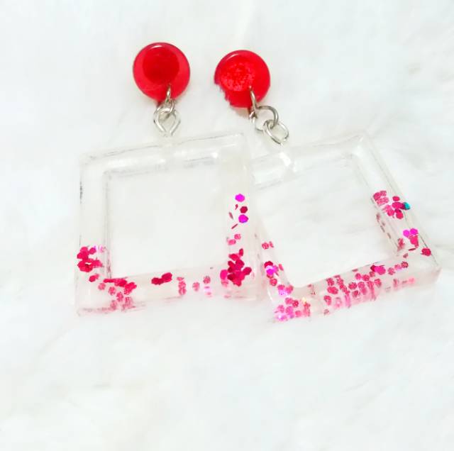 Anting anting high quality resin red jewelry fashion red stone