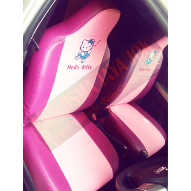 Cover / sarung jok mobil ayla / agya warna pink bordir