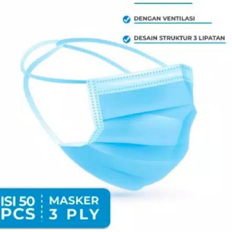 MASKER HIJAB HEADLOOP 3PLY &amp; EARLOOP 3PLY ISI 50/BOX