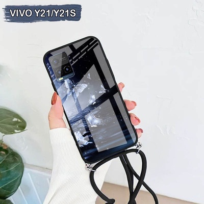 [A31] Softcase Glass Kaca Camera Protect +Tali Vivo Y21 2021 Y21S /Casing Handphone Vivo Y21 2021 Y2