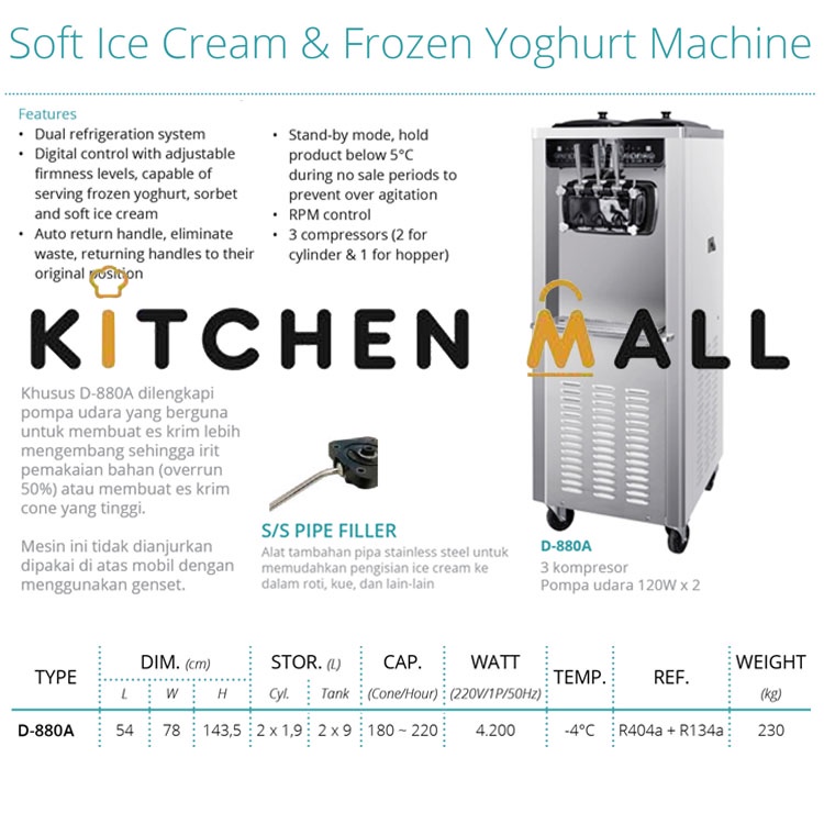 GEA D-880A Soft Ice Cream Machine / Mesin Pembuat Soft Ice Cream