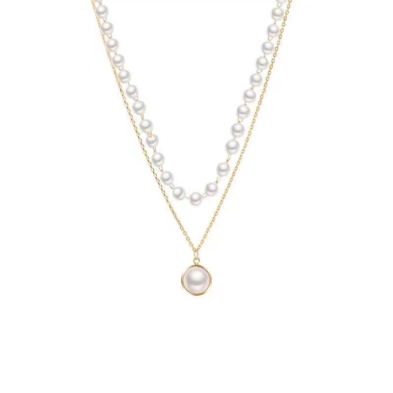 Kalung Mutiara Ganda Gaya retro Untuk Wanita