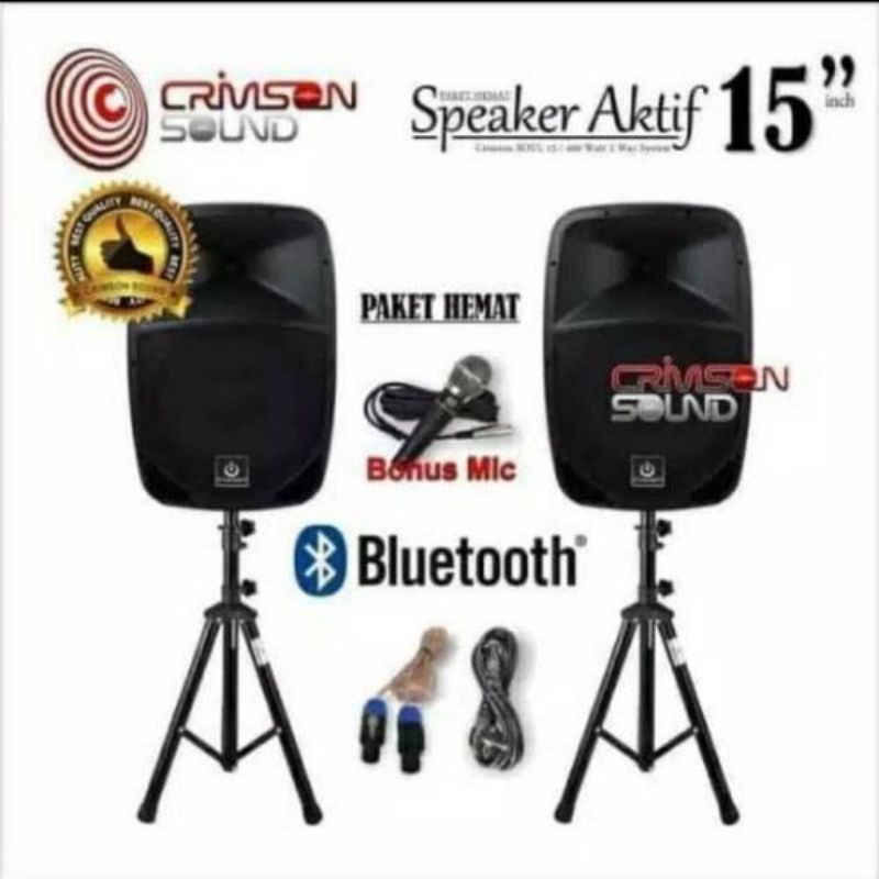 PAKET KOMPLIT SPEAKER AKTIF CRIMSON 15 inch BLUETOOTH  SHOW 15