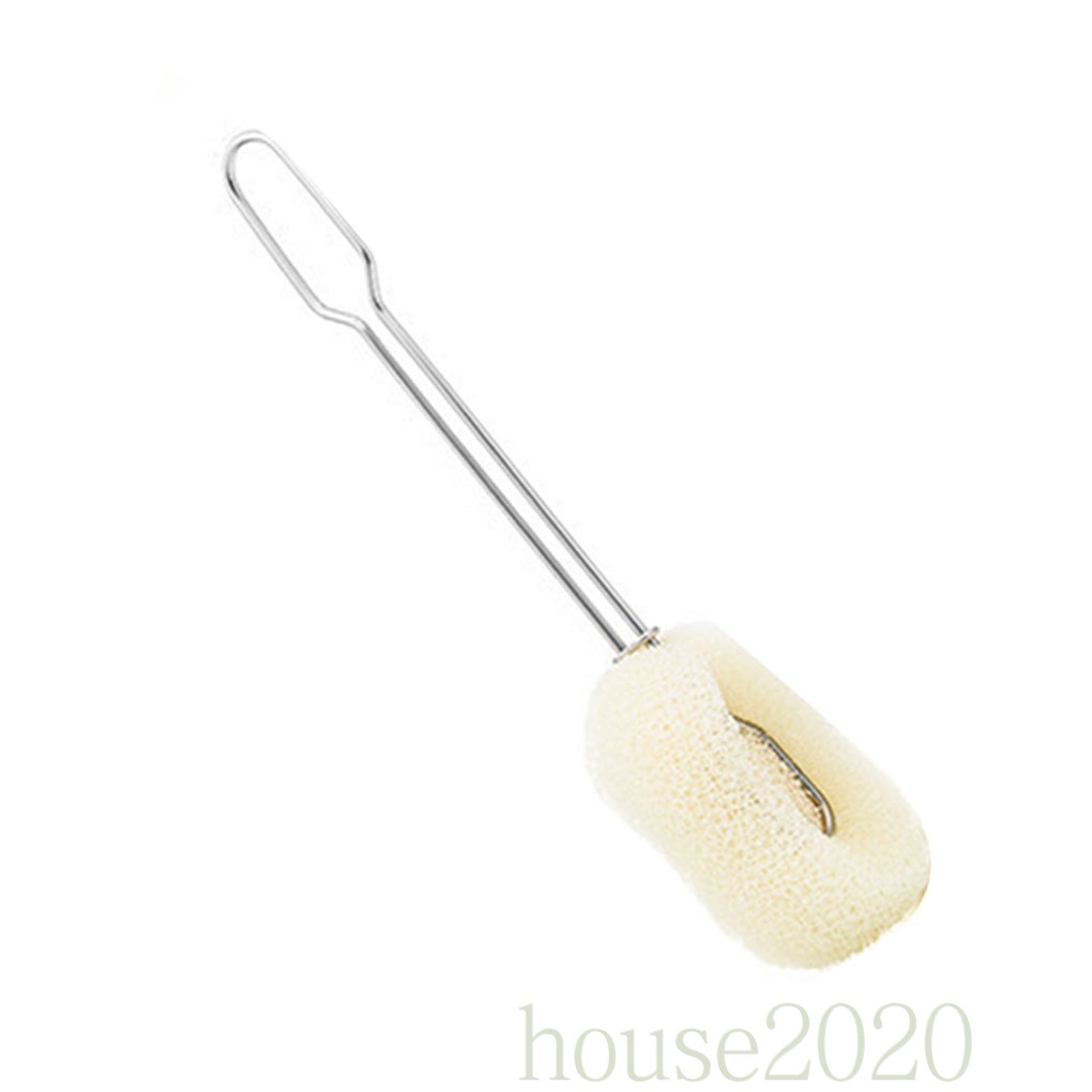 [HOUSE2020]Replaceable Sponge Cleaning Brush Stainless Stain Long Handle Cup Bottle Scrubber Washer Tool