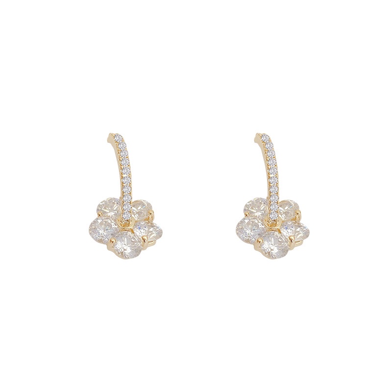 Anting Tusuk silver 925 Desain Bunga Hias Zircon Untuk Wanita