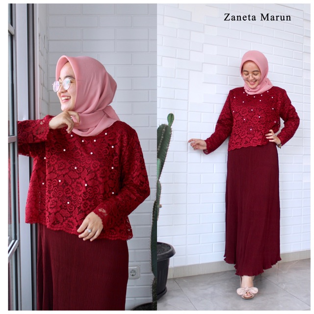 Zaneta Pleated Dress/ brukat/ gamis kondangan/ dress/ dress kondangan/ gamis lebaran/ dress lebaran/