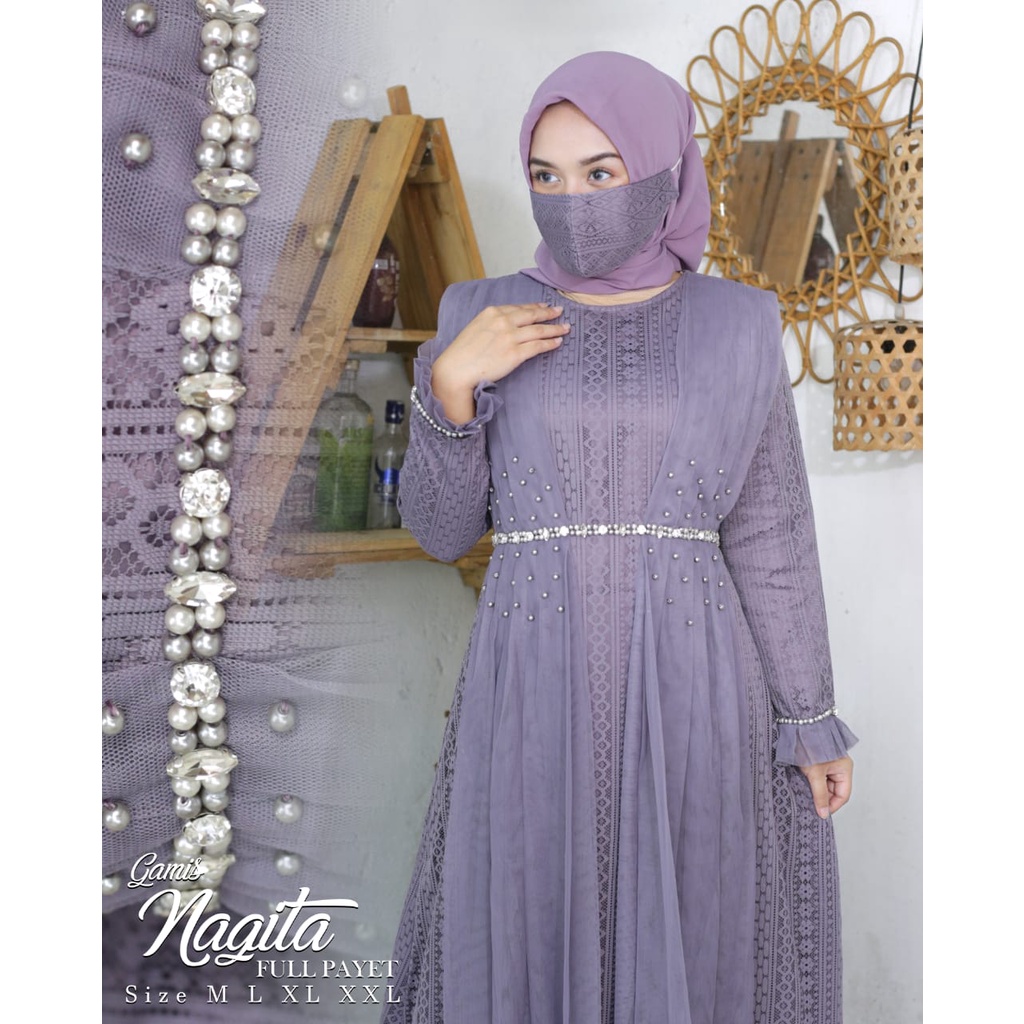 Gamis Modern Nagita NK / Dress Brukat / Kebaya Pesta