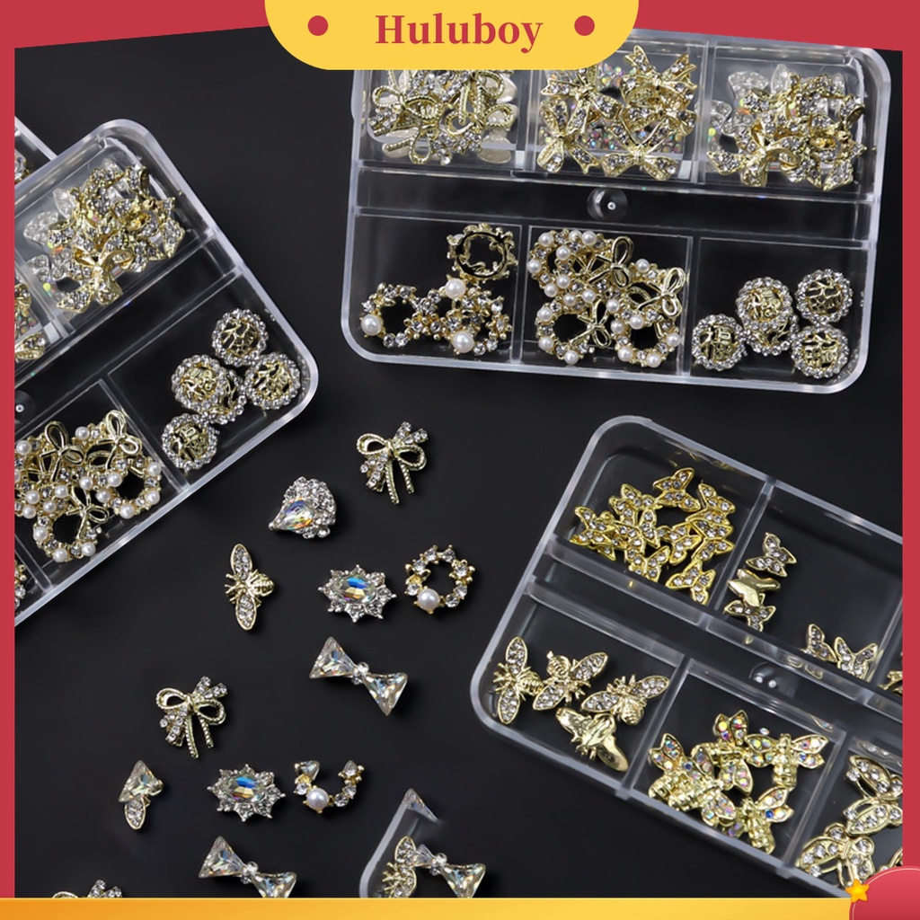 Huluboy Huluboy♡ Aksesoris Perhiasan Berlian Imitasi Bentuk Kupu-Kupu Bintang Bahan Alloy Untuk Dekorasi Manicure Nail Art