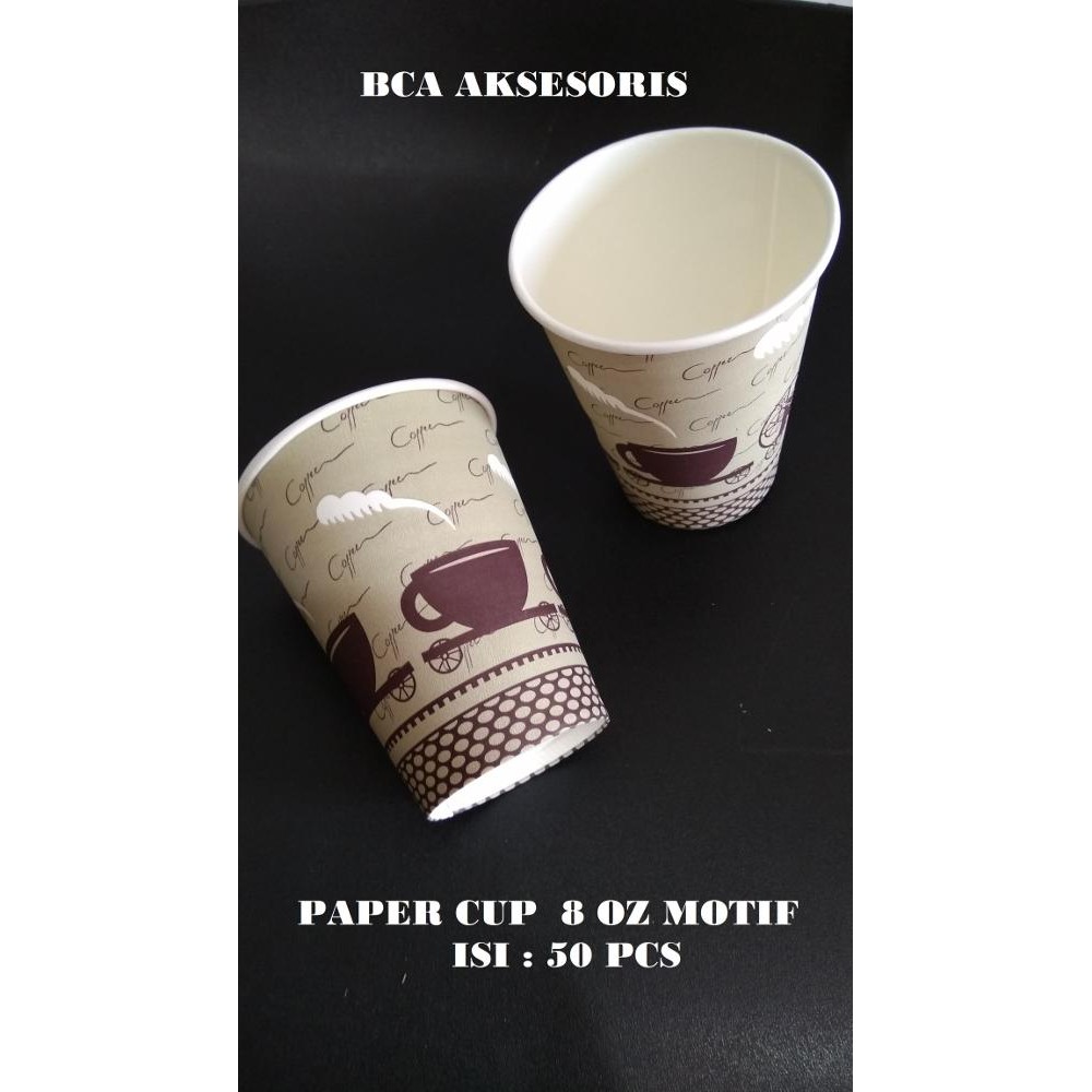 HOT PAPER CUP SIZE 8 OZ COFFEE DESAIN  GELAS  KERTAS 240ML 