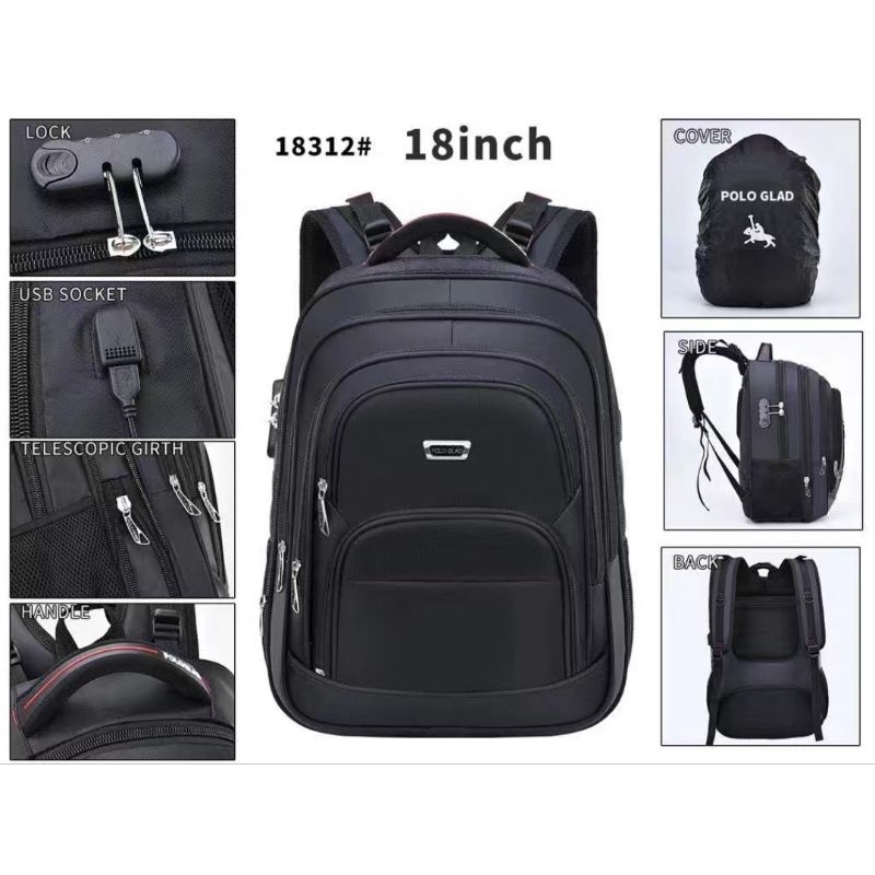 POLO GLAD Tas Ransel Kode Kombinasi ORIGINAL Import - Ransel Kerja / Ransel Traveling /Mudik