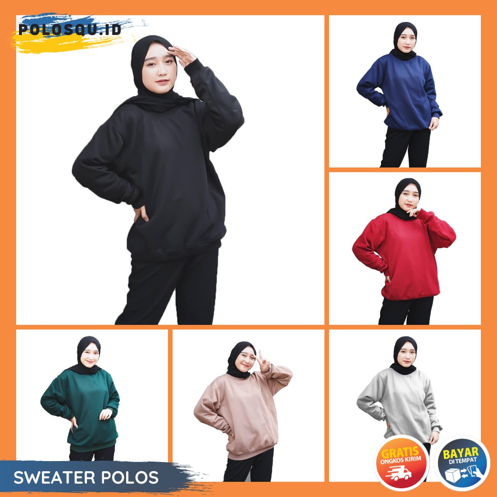 CREWNECK SWEATER Sweter Polos Wanita polosku.id