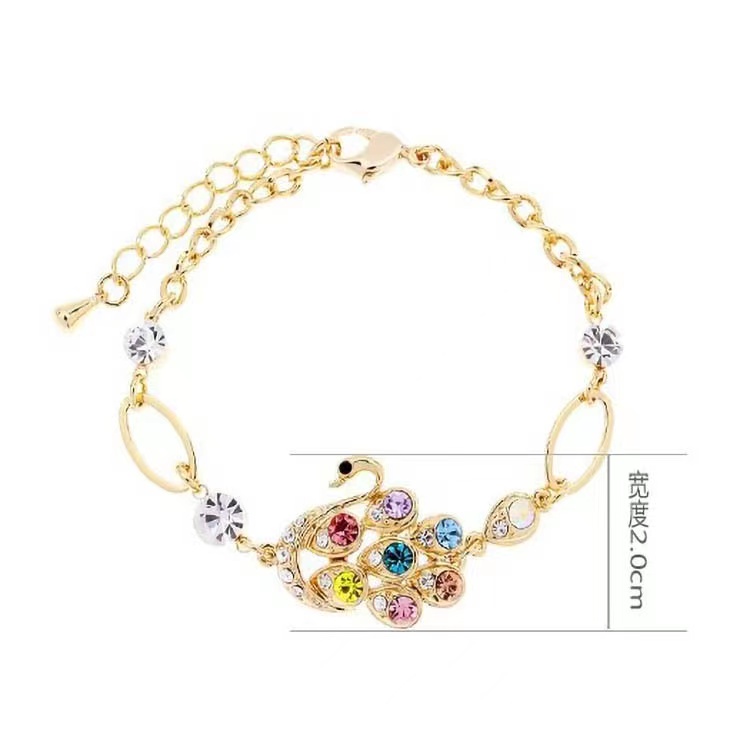 (Hello Girl)G01 Gelang Tangan Motif Angsa Dazzling Permata   Wanita Import