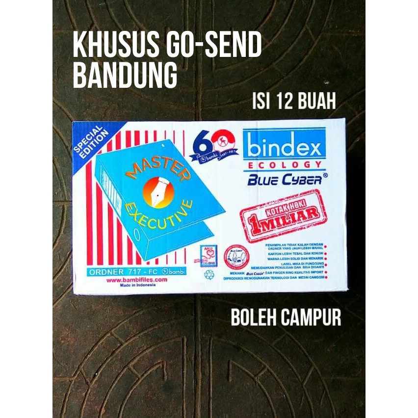 [Dus - 12 Buah] Bindex 717 Ordner F4 Folio Hitam / Biru 75 mm Lever Arch File - GO-SEND BANDUNG