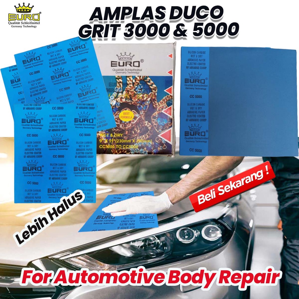 EURO Amplas Lembaran Duco BIRU Grit 3000 &amp; 5000