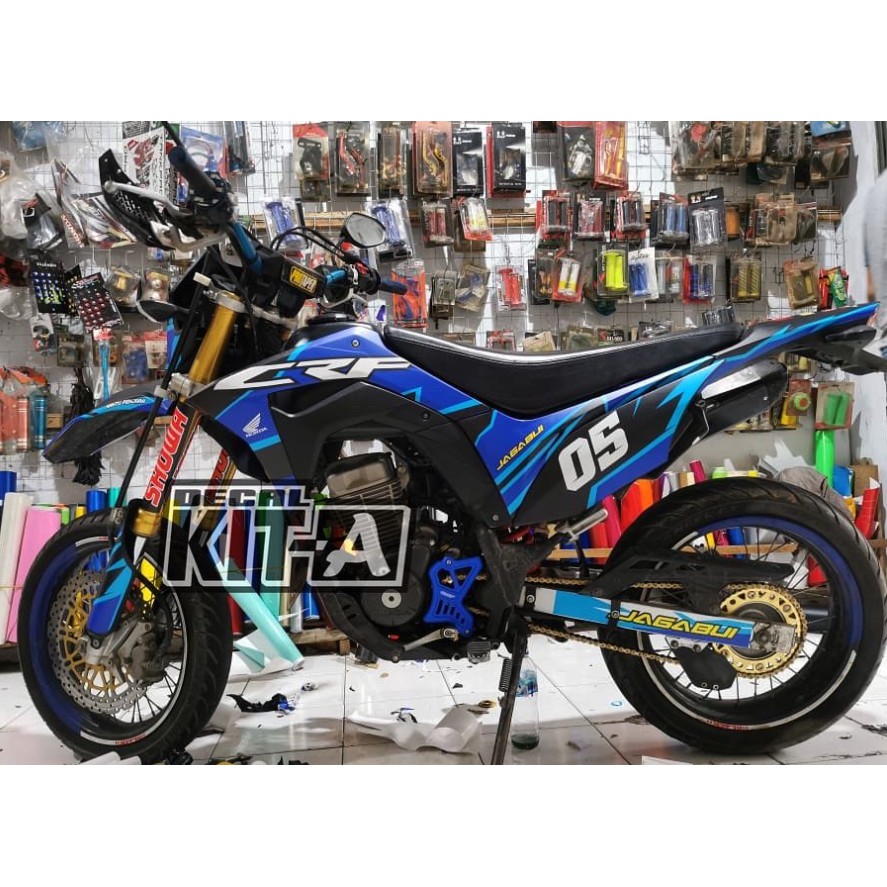 Decal Sticker Honda Crf 150L Biru Hitam Dekal Stiker CRF150L Full Body