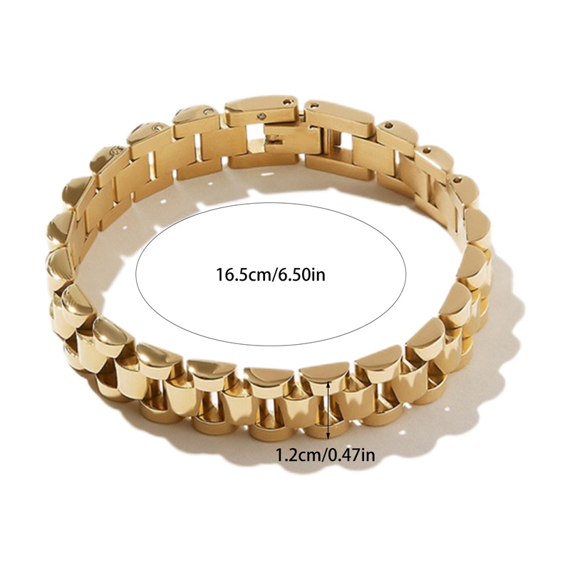 Gelang Bangle Bahan Titanium Steel Lapis Emas Gaya Hip Hop Untuk Wanita