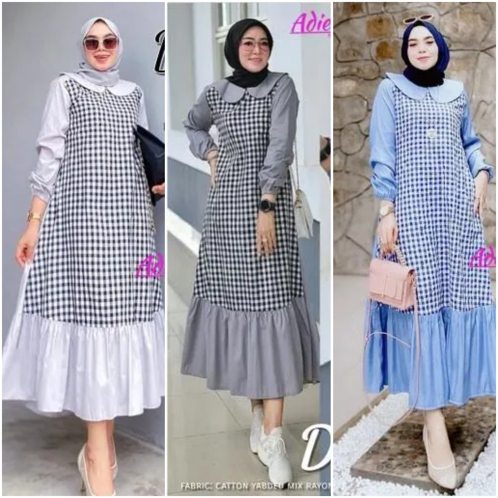 Alysaa Midi Dress / Midi Dress Kotak / Midi Dress Kotak2 / Midi Dress Katun / Midi Dress Terbaru / M