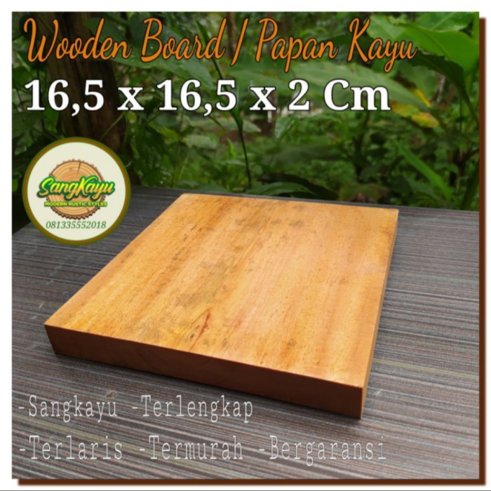 Kayu papan kayu 16,5x16,5cm talenan kayu bahan craft dekorasi hiasan